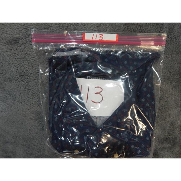 Nautica Button Up Blue Long Sleeve Men's Shirt Diamond Pattern Size L - Picture 6 of 10